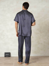 [NavyGinkgo] SilkSilky-AU Pure Silk Lapel Collar Men's Pyjamas 002