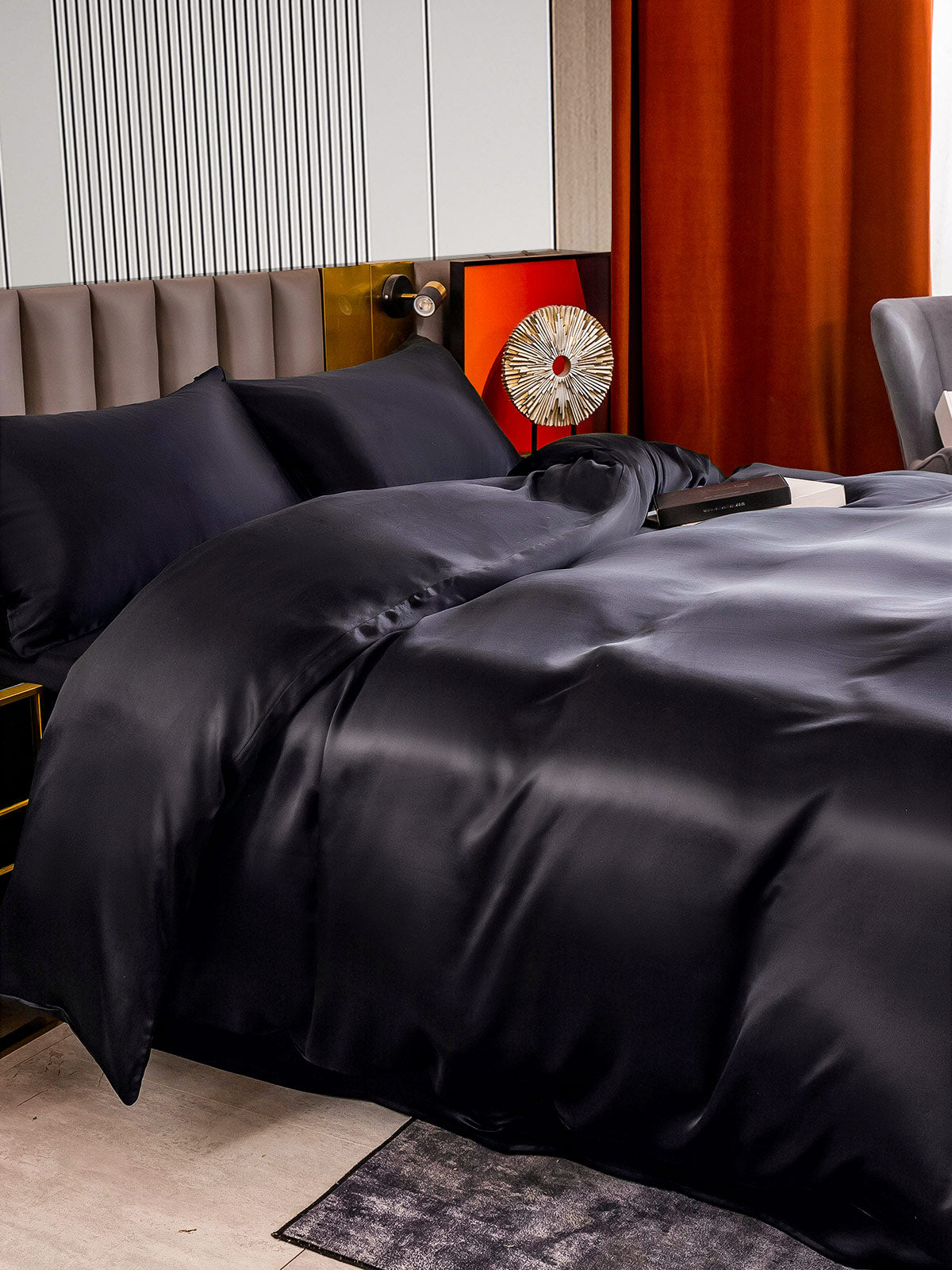 [Black] SilkSilky-AU 22Momme Bedding Set 003