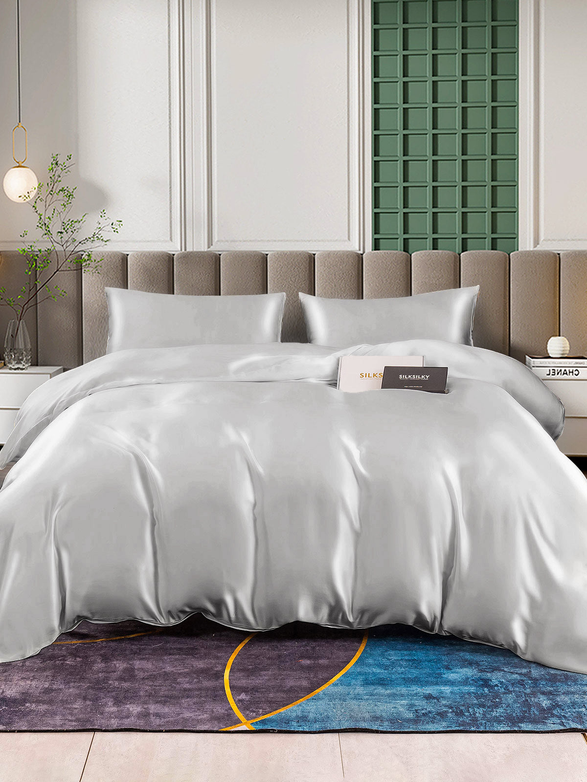 SilkSilky AU 25Momme Pure Silk Bedding Set Silver 003