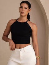 [Black] SilkSilky-AU Sleeveless Crew Neck Camisole 003