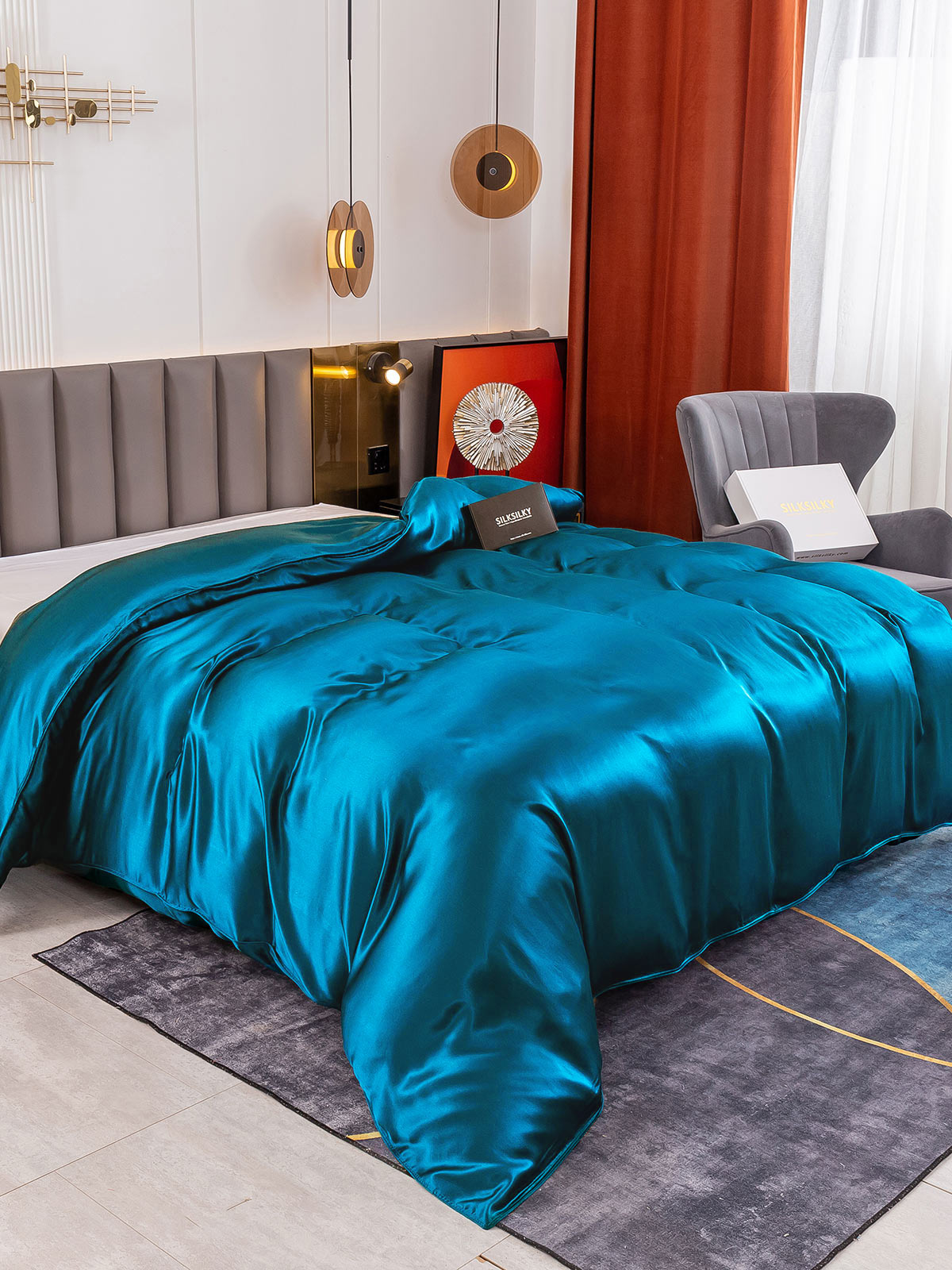 SilkSilky AU 19Momme Pure Silk Duvet Cover Teal 001