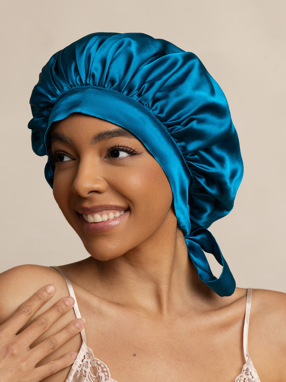 SilkSilky-AU Pure Silk Sleep Cap Teal 001