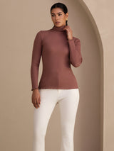 [Cameo Rose] SilkSilky-AU Long Sleeve Turtle Neck Women's T-Shirt 003