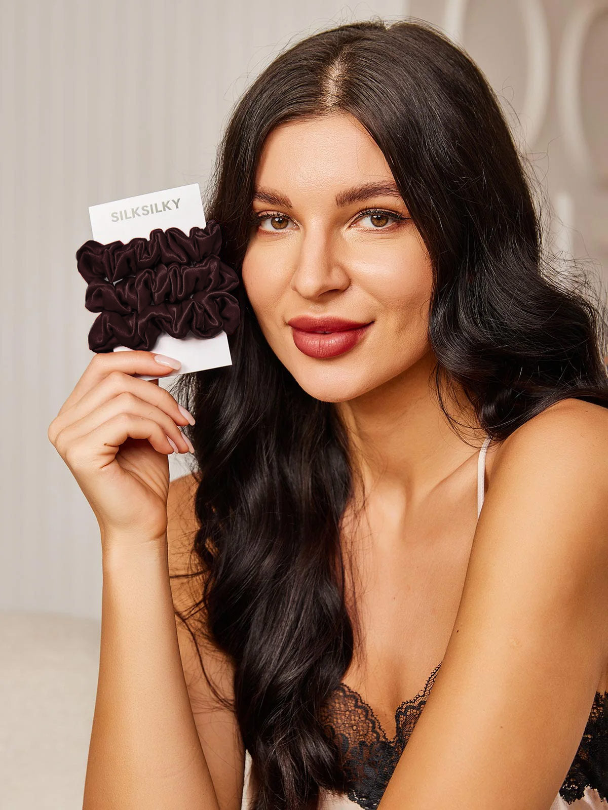 [Brown] SilkSilky-AU 19Momme Pure Silk Scrunchie 001