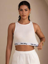 [White] SilkSilky-AU Sleeveless Crew Neck Camisole 003