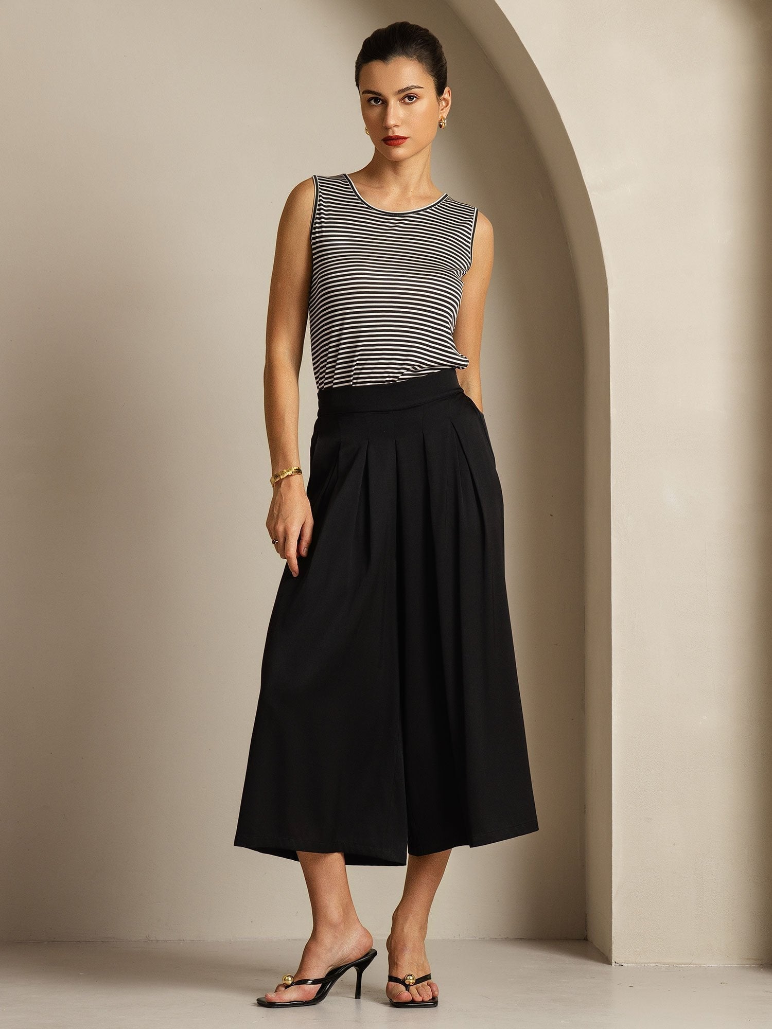 [Black] SilkSilky-AU 19Momme Silk Womens Pants 005