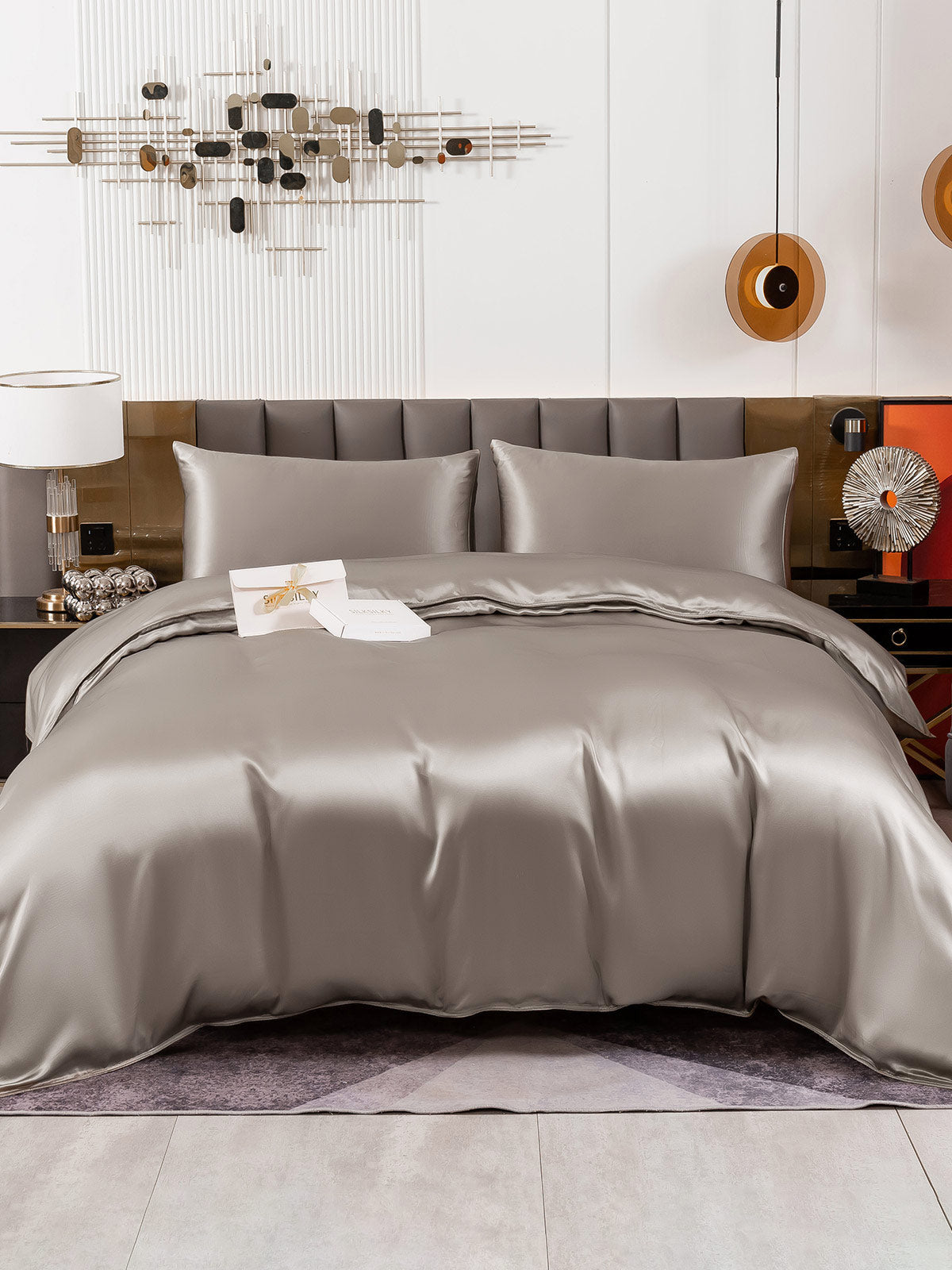 SilkSilky AU 19Momme Pure Silk Bedding Set Gray 001