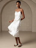 SilkSilky AU Pure Silk Sleeveless Cowl Neck Dress White 003