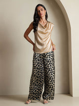[Champagne] SilkSilky-AU Cap Sleeve Cowl Neck Women's T-Shirt 007