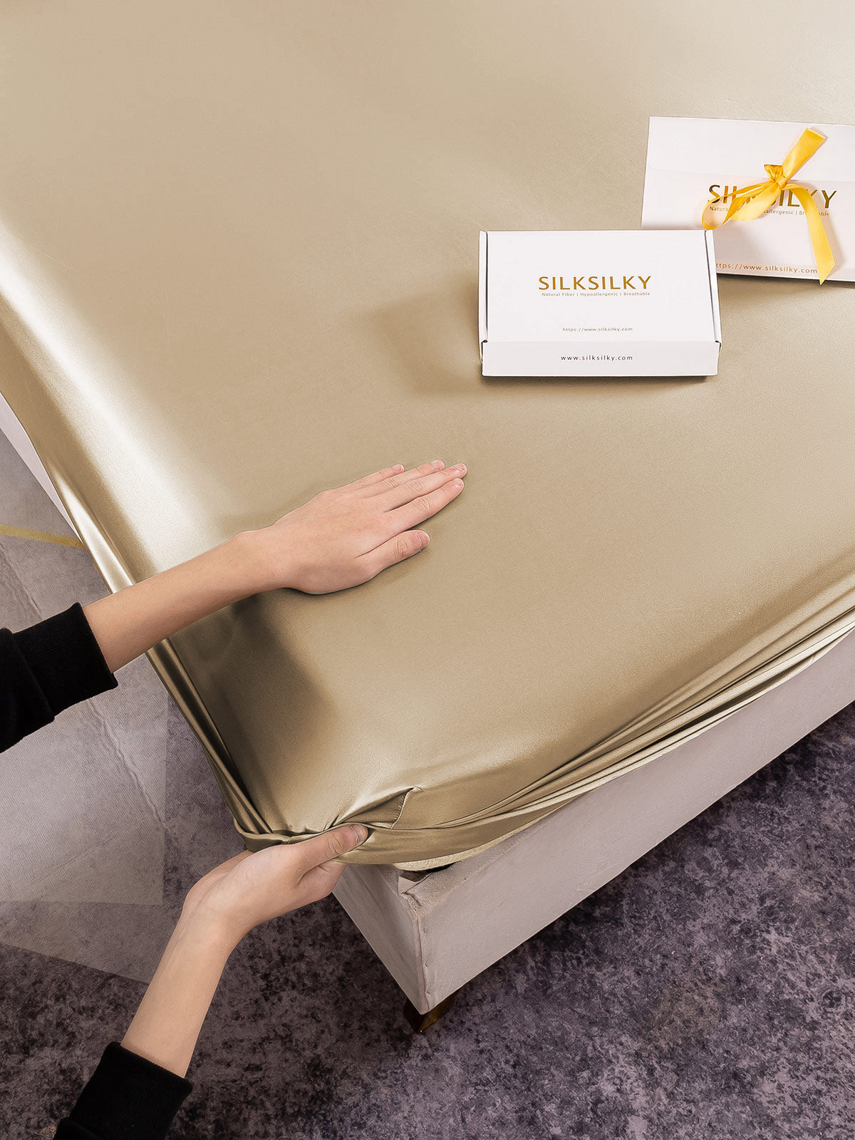 [Beige] SilkSilky-AU 22Momme Bedding Set 003