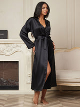 [Black] SilkSilky-AU Long Sleeve Women's Dressing Gown 005