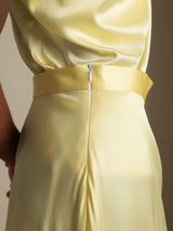 [Light Yellow] SilkSilky-AU Spaghetti Strap Cowl Neck Women's Outfit Sets 004