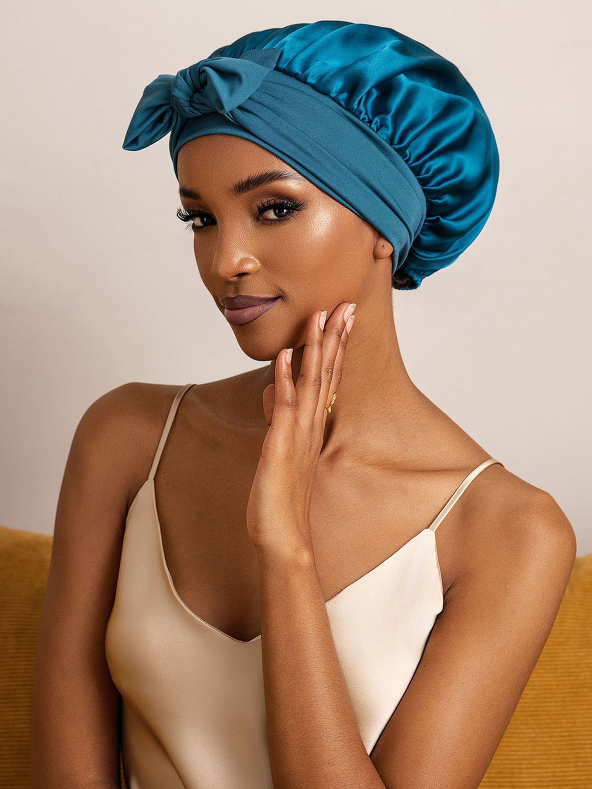 SilkSilky-AU Pure Silk Sleep Cap Teal 004
