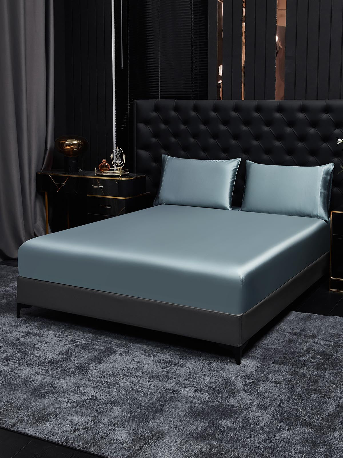 [Grayish Blue] SilkSilky-AU 22Momme Pure Silk Bedding Set 002