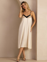 [Brown Rice] SilkSilky-AU Spaghetti Strap V Neck Dress 005