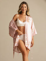 [Pink] SilkSilky-AU 3/4 Sleeve Women's Dressing Gown 005