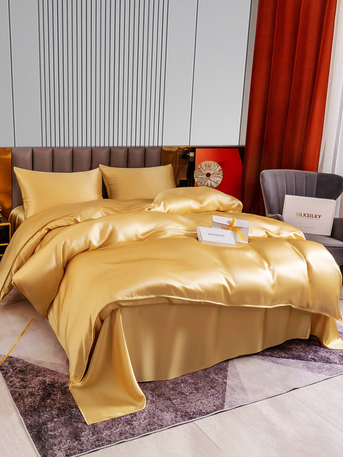 [Champagne] SilkSilky-AU 22Momme Bedding Set 004