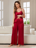 SilkSilky AU Pure Silk Sleeveless V Neck Camisole Set Wine 005