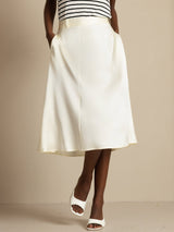 [Ivory] SilkSilky-AU 19Momme Stretch Silk Charmeuse Skirt 003