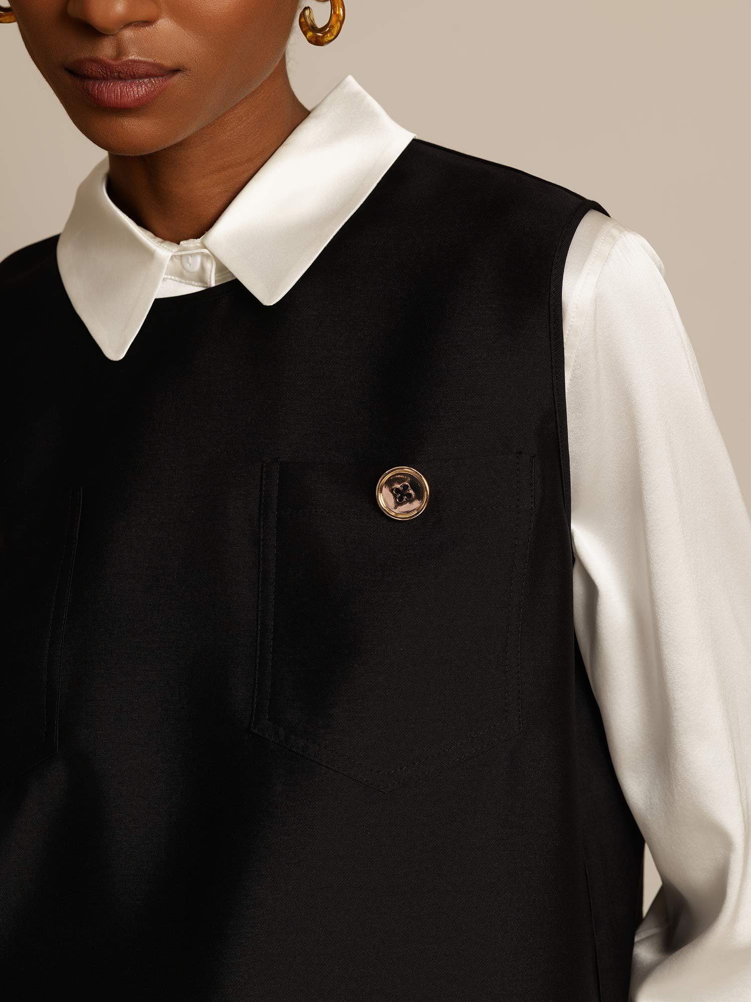 [Black] SilkSilky-AU 32Momme Wool Womens Vest 004,