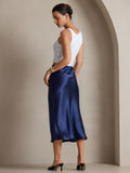 SilkSilky-AU 19Momme Pure Silk Skirt DarkBlue 002