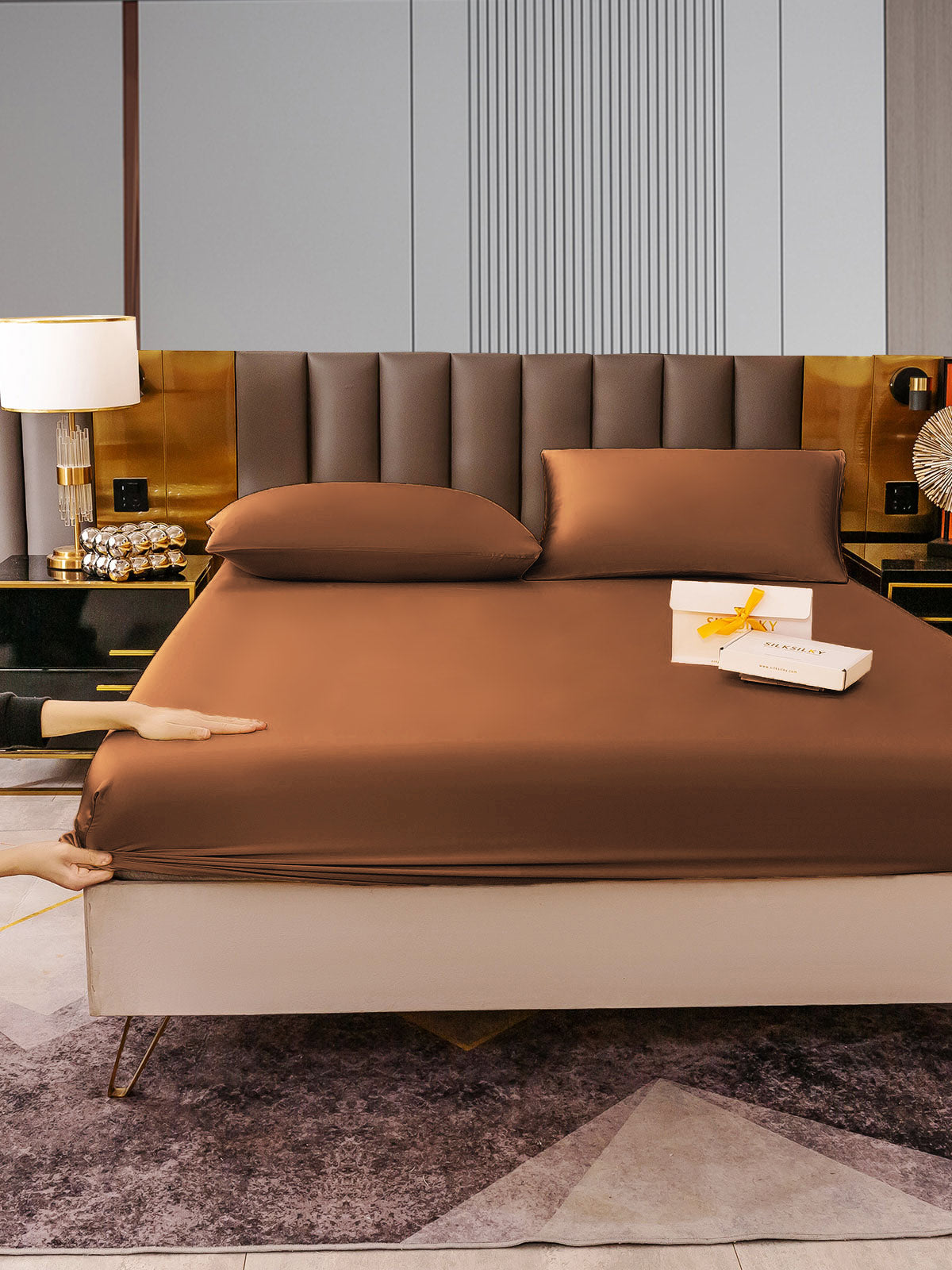 [Coffee] SilkSilky-AU 22Momme Bedding Set 006