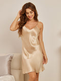 SilkSilky AU Pure Silk Sleeveless V Neck Nightgown Champagne 004