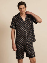 [Black Chain] SilkSilky-AU Short Sleeve Notch Collar Men's Pyjamas 003
