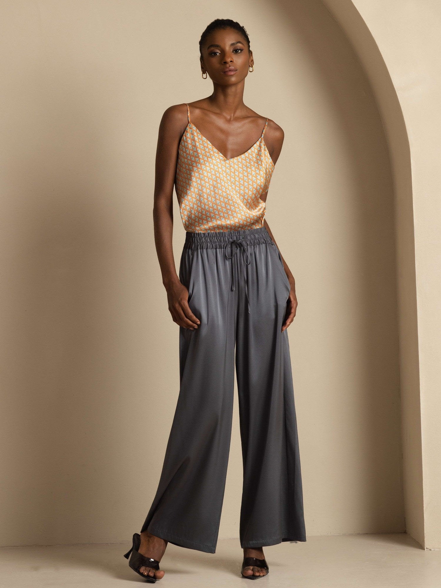 [DarkGray] SilkSilky-AU 19Momme Silk Womens Pants 006