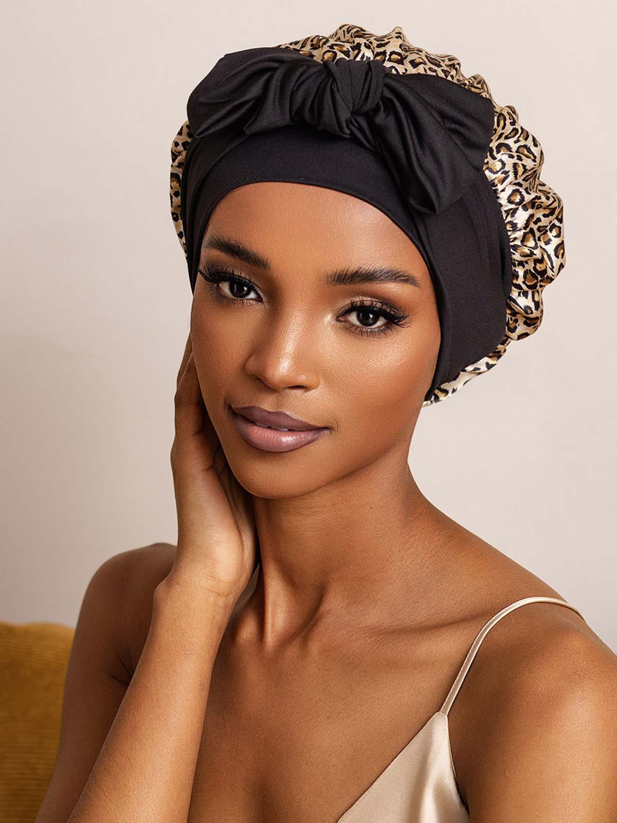SilkSilky-AU Pure Silk Sleep Cap Leopard 003