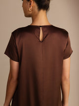 [Bitter Chocolate] SilkSilky-AU Short Sleeve Crew Neck Dress 006