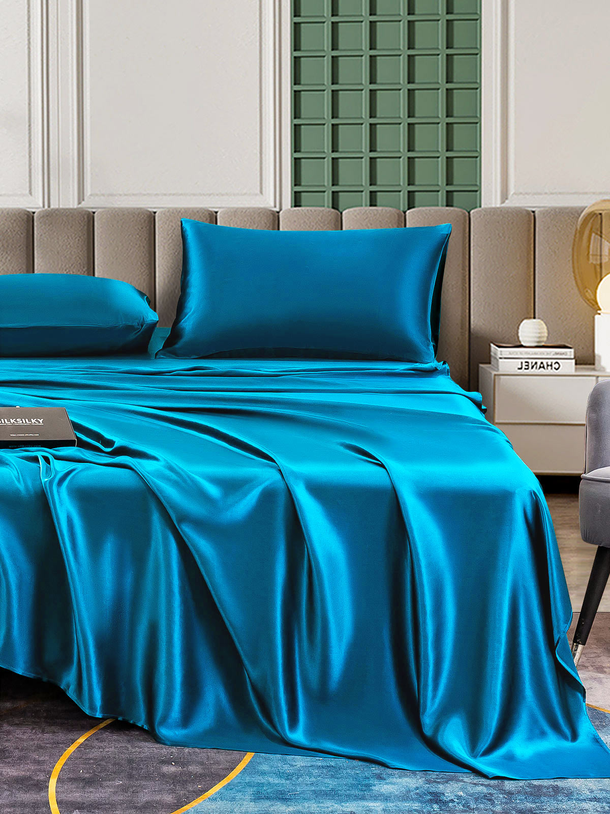 SilkSilky AU 25Momme Pure Silk Bedding Set Teal 004