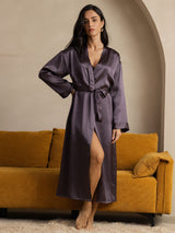 [Purple Gray] SilkSilky-AU Long Sleeve Women's Dressing Gown 005