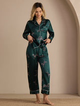 [Emerald Zebra] SilkSilky-AU Long Sleeve Lapel Collar Women's Pyjamas 003