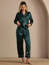 [Emerald Zebra] SilkSilky-AU Long Sleeve Lapel Collar Women's Pyjamas 003