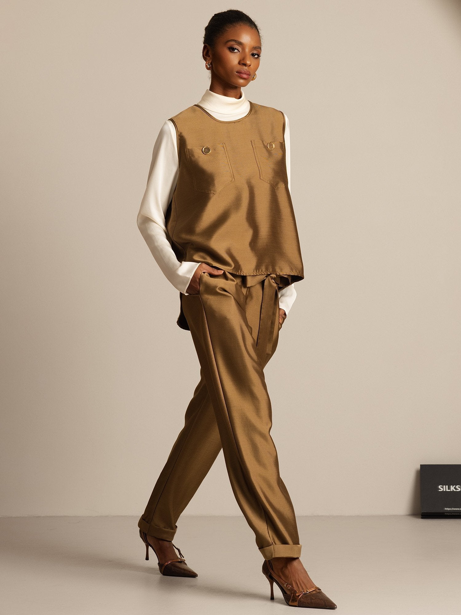 [Bronze] SilkSilky-AU 32Momme Wool Womens Vest 008,