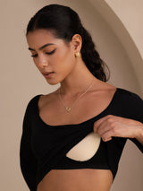 [Black] SilkSilky-AU Long Sleeve U Neck Women's T-Shirt 005