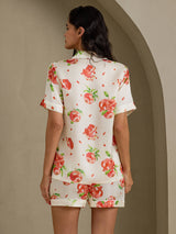 [White Pomegranate] SilkSilky-AU Short Sleeve Notch Collar Women's Pyjamas 002