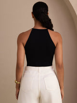 [Black] SilkSilky-AU Sleeveless Crew Neck Camisole 002