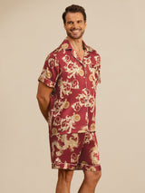 [Wine Dragon] SilkSilky-AU Short Sleeve Lapel Collar Men's Pyjamas 002