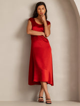 [Wine] SilkSilky-AU Cap Sleeve Dress 003