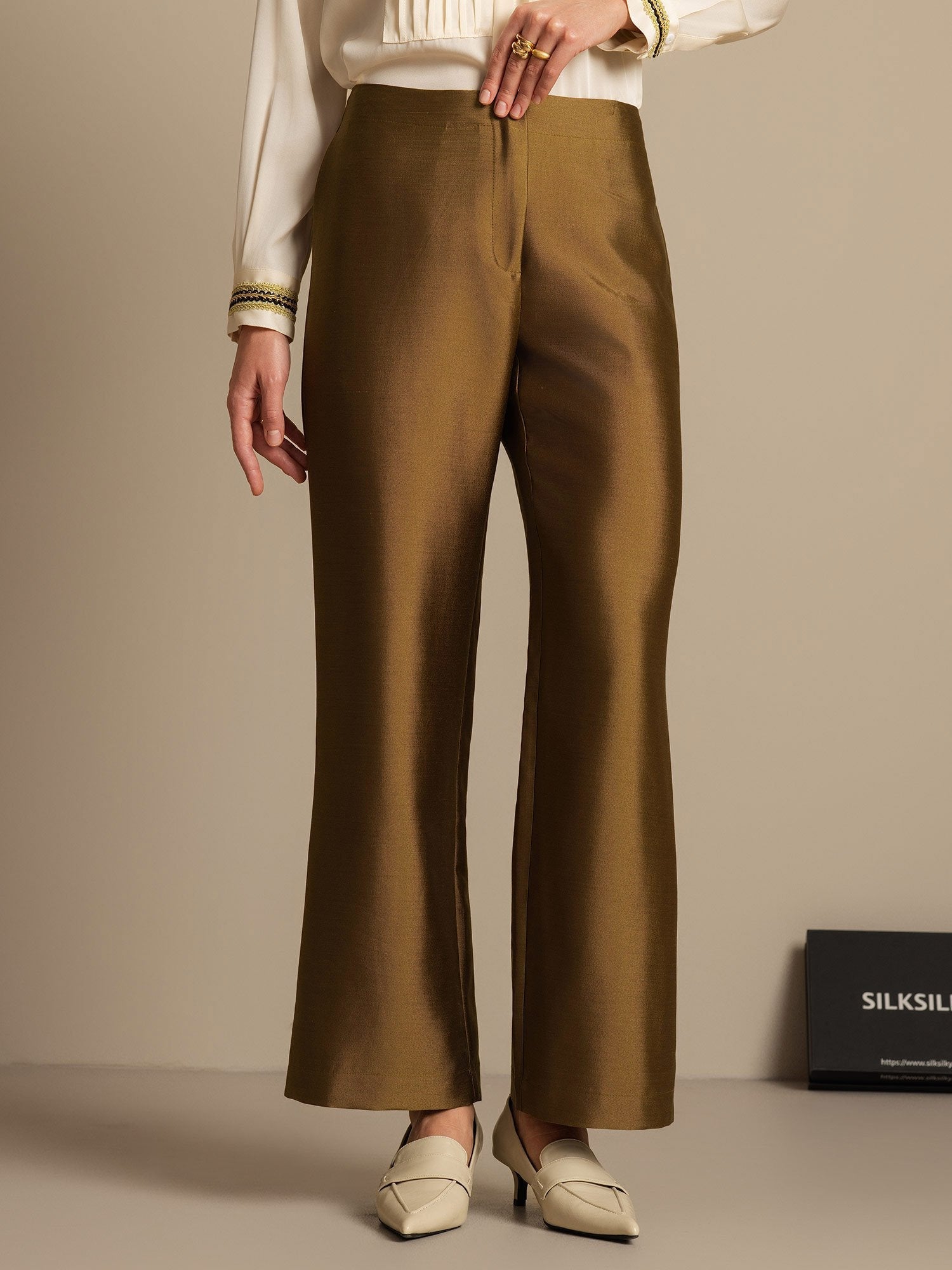 [Bronze] SilkSilky-AU 32Momme Wool Womens Pants 003,