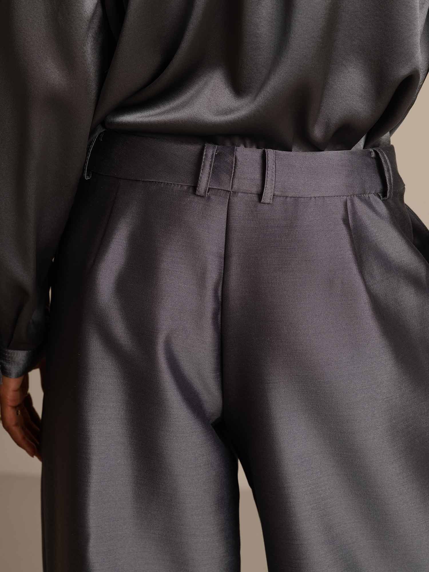 [Gray] SilkSilky-AU 32Momme Wool Womens Pants 005,