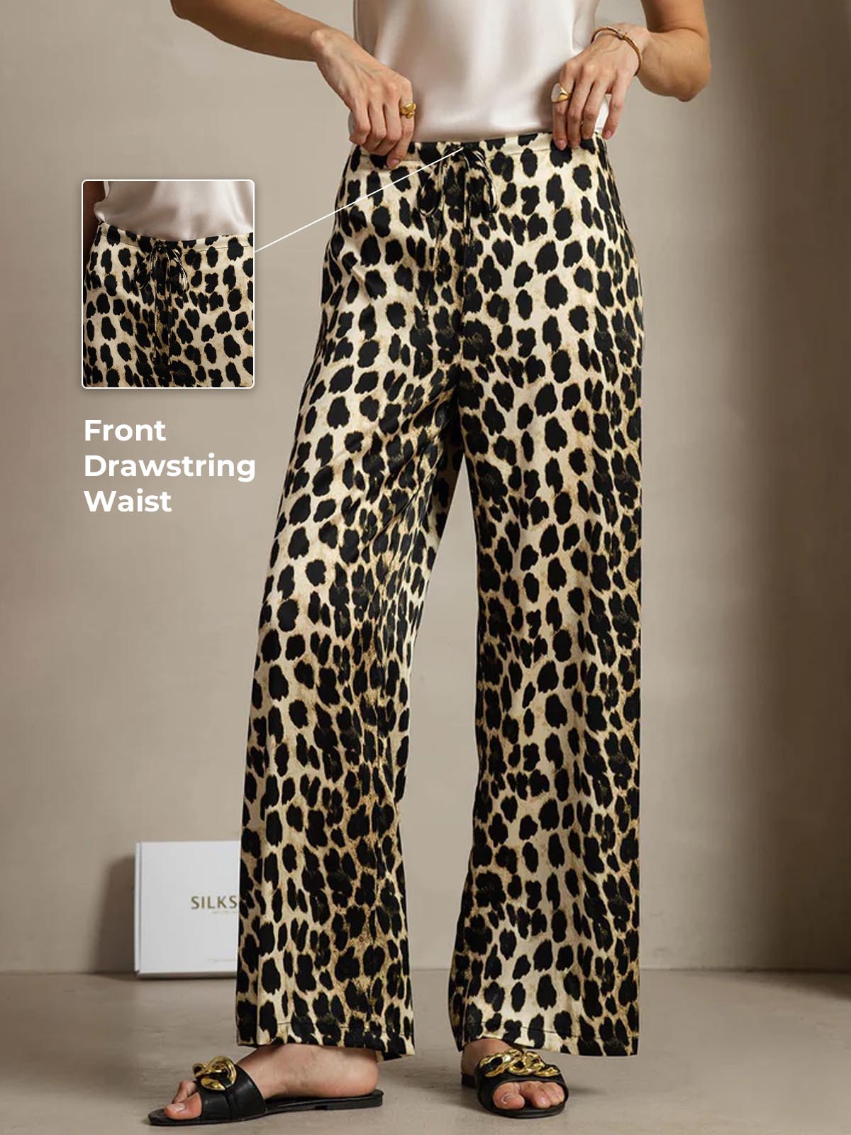 [Leopard] SilkSilky-AU 19Momme Silk Womens Pants 002