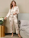 SilkSilky AU Pure Silk Long Sleeve Lapel Women's Pyjamas LightPink 005