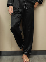 [Black] SilkSilky-AU Pure Silk Mens Sleep Bottoms 001,