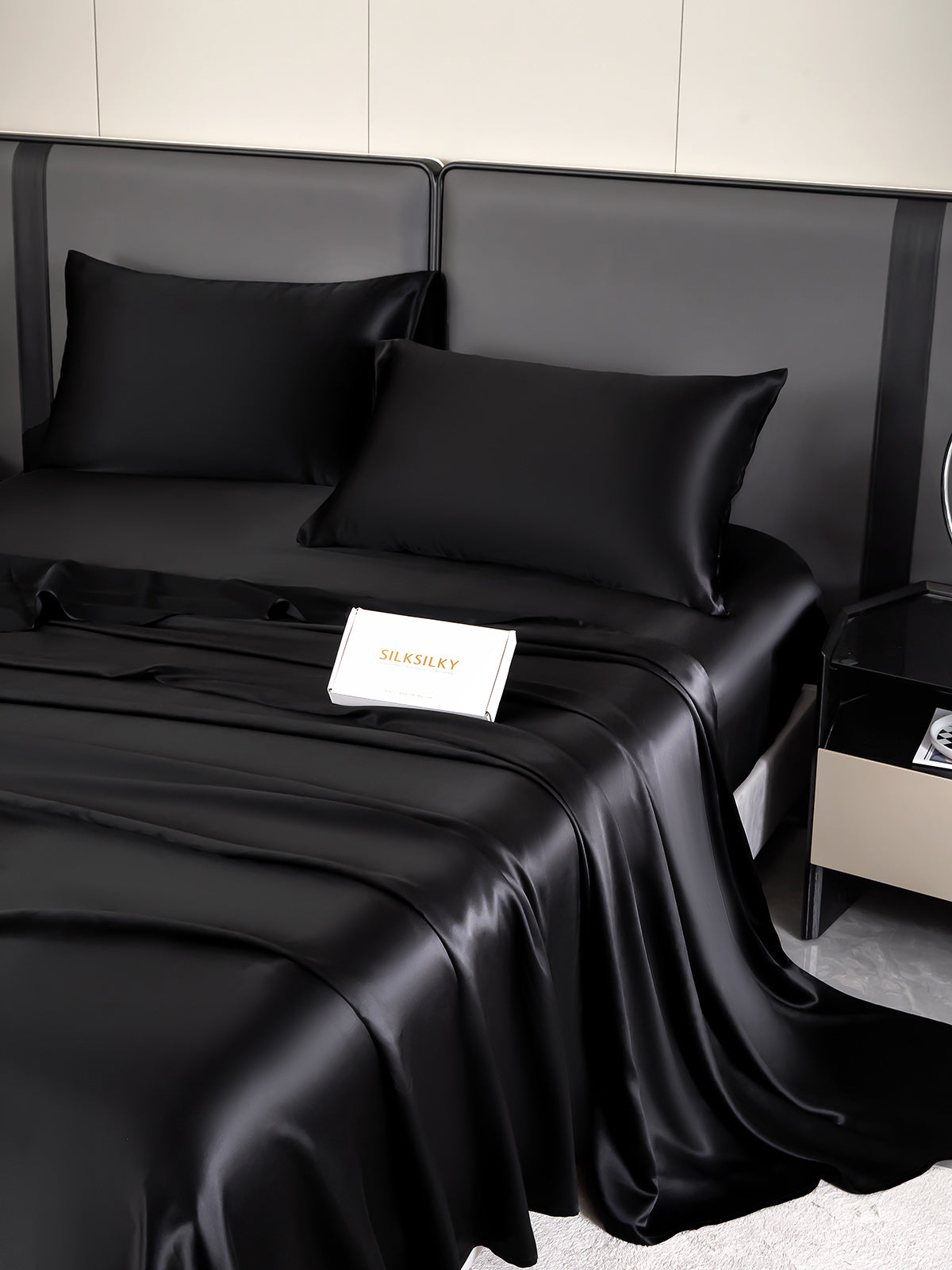 [Black] SilkSilky-AU 19Momme Pure Silk Bedding Set 003