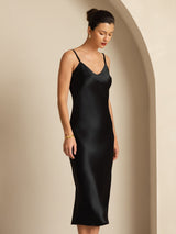 [Black] SilkSilky-AU Sleeveless V Neck Dress 003