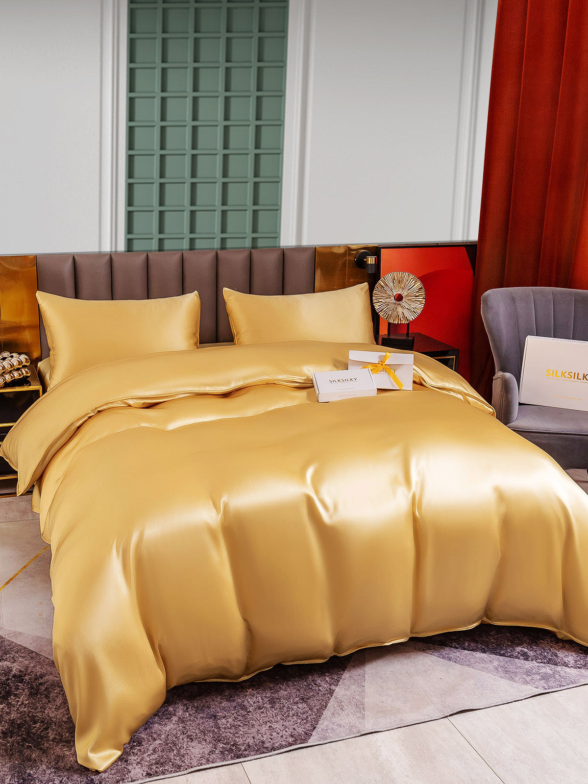 [Champagne] SilkSilky-AU 25Momme Bedding Set 002