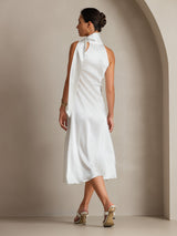 [White] SilkSilky-AU Sleeveless Tie Neck Dress 002